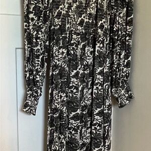 Elegant Black and White Floral Dress